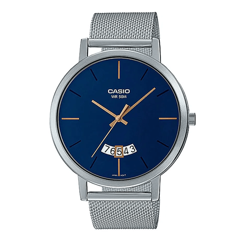 Reloj Casio Plata/Azul MTP-B100M-2EV - Tienda Xtrim